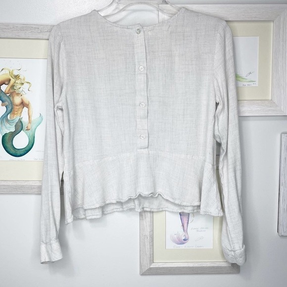 CLOTH & Stone Back Button Long Sleeve Peplum Top Size Extra Small - Picture 3 of 10